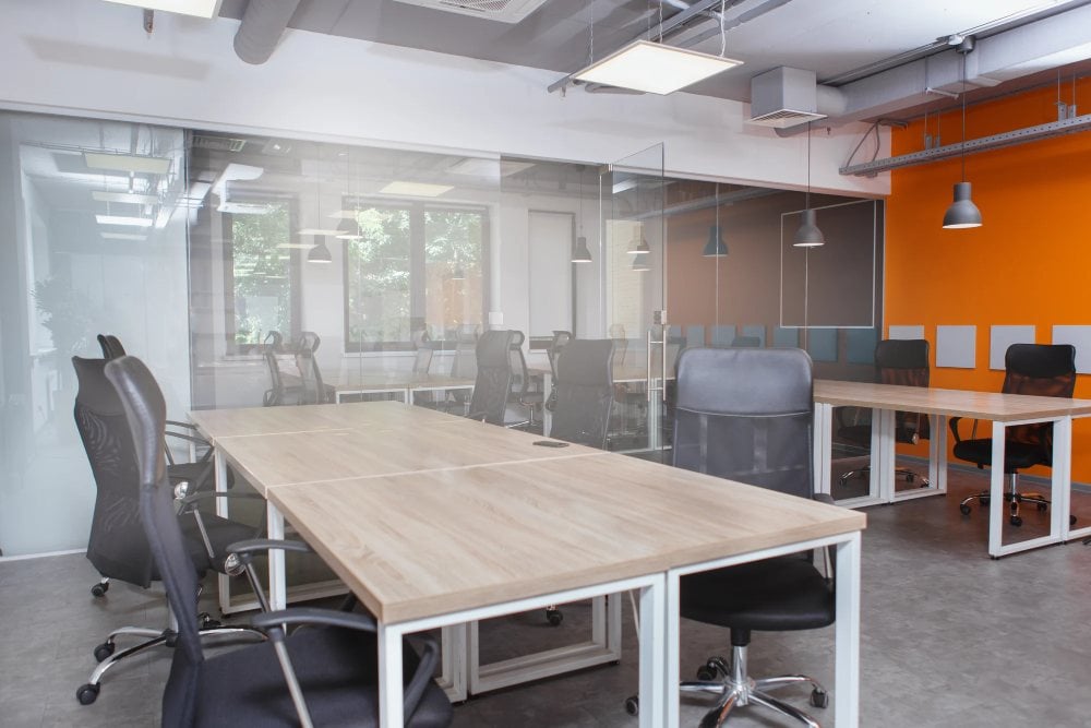 Manufactured office furniture in an office in Texas