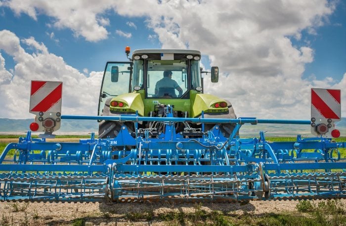 Tillager installed on a tractor on a farm in Texas